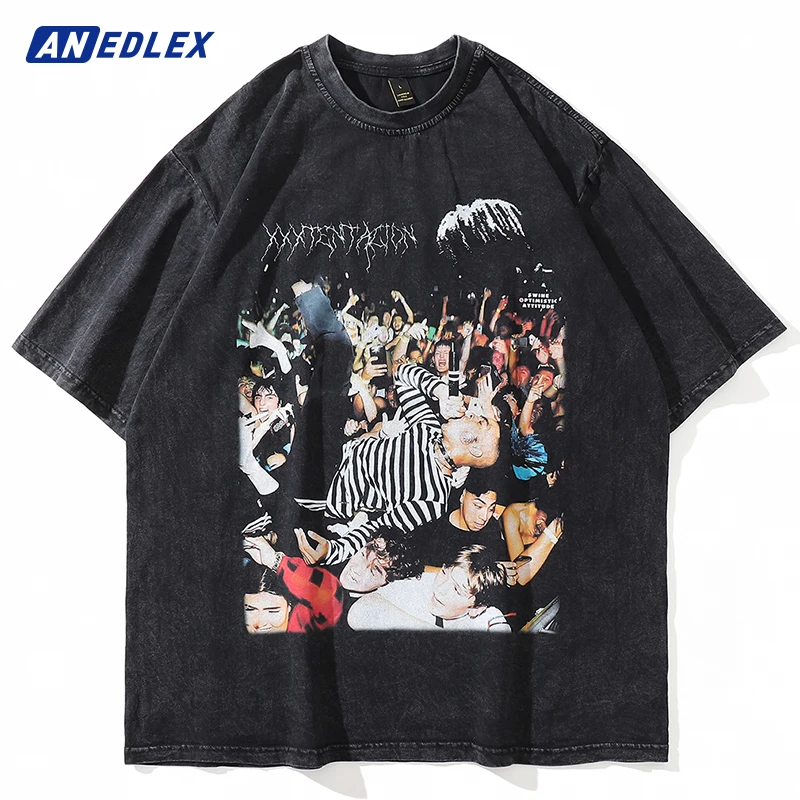 

Vintage T-Shirt Men Hip Hop Streetwear Party Men Girl Graphic Print T Shirt Cotton Oversize Top 2022 Summer Washed Retro T-Shirt