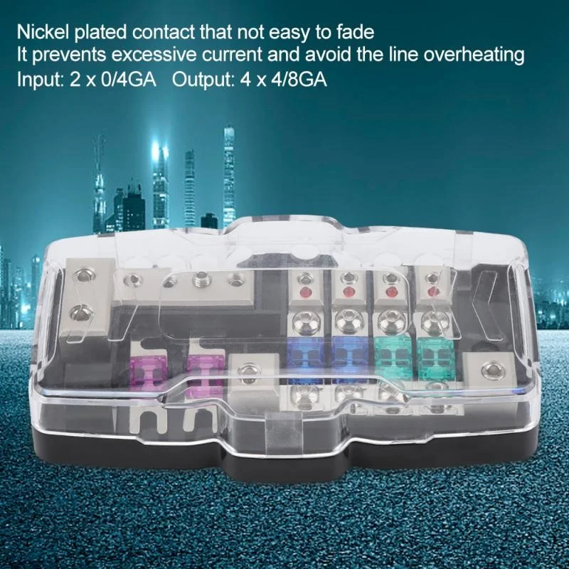 

Car stereo anl blade fuse holder, AFS 1-4 power distribution board, with 4-way lamp, auto parts