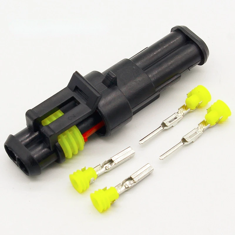 

free shipping 10 sets Kit 2 Pin Way AMP Super seal Waterproof Electrical Wire Connector Plug