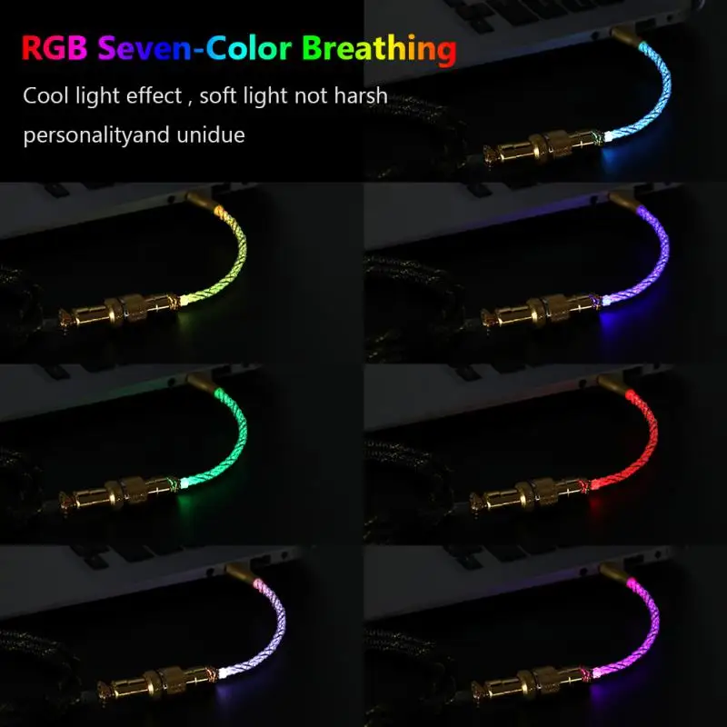 

RGB Mechanical Keyboard Cable USB Type C Cable Keyboard Coiled Spring Wire Aviator Data Cable Spiral Paracord Plug-in Data Cable