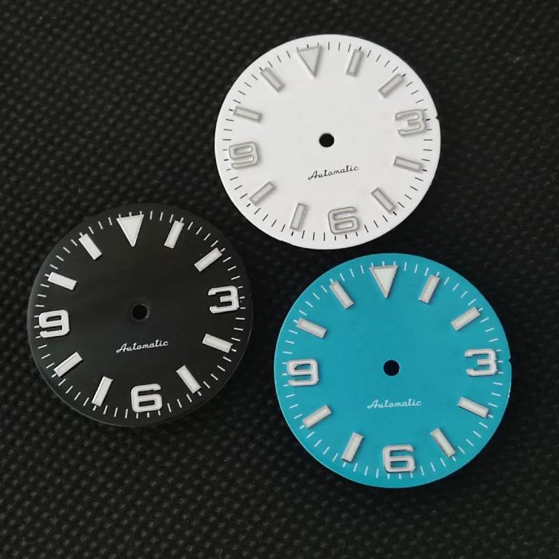 

Watch accessories dial Black Blue White 369 digital spikes Japan C3 luminous SKX007 / abalone /turtle watch MOD NH35/36 movement