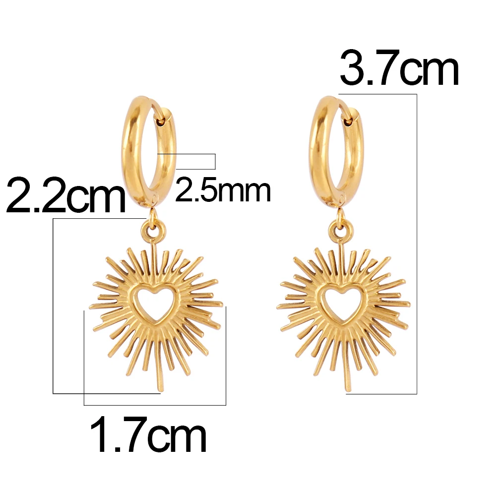 316L Stainless Steel Hoop Earrings For Women Snake Earings Heart Earring Gold Sun Evil Eye Charm Statement Female Jewelry Earing images - 6