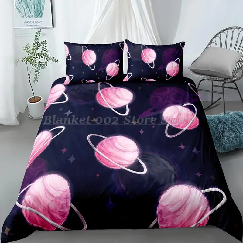 

3D Space Comforter Quilt Cover and Pillowcases Queen/King Size Bedding Set