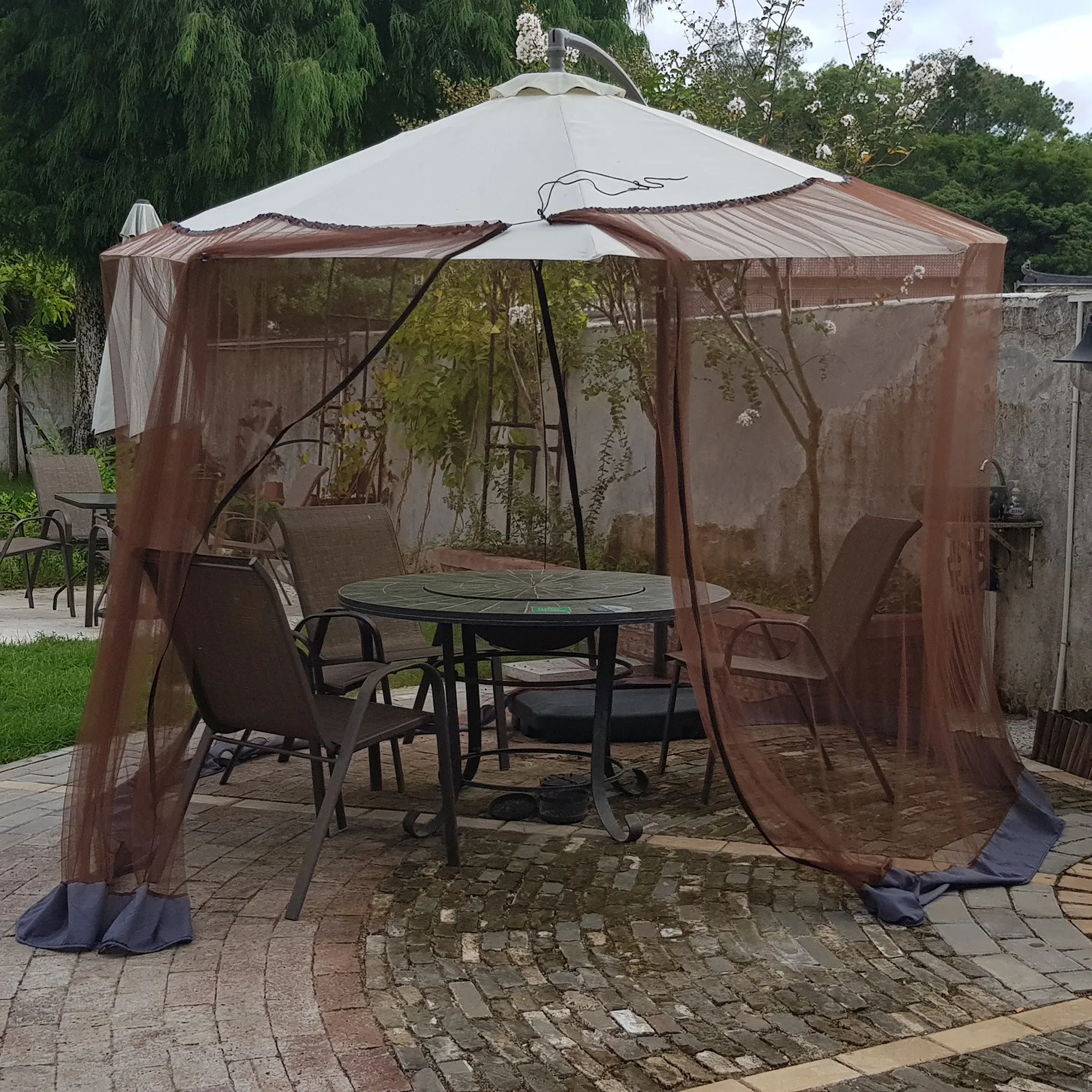 

Patio Umbrella MosquitoNets Universal Canopy Umbrella Net -Polyester Mesh Net Screen With Zipper Door Fits 7-11FT Outdoor