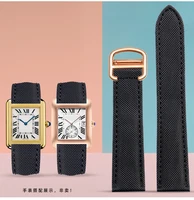 nylon genuine leather back watchband for cartier tank must black knight london canvas watch band watch strap accessories 2022mm