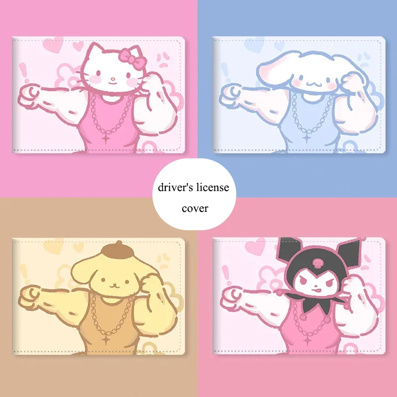

Sanrio Kawaii Hello Kitty Car Driver's License Protective Cover Cartoon Driver's License Leather Case Exquisite Car Accessories