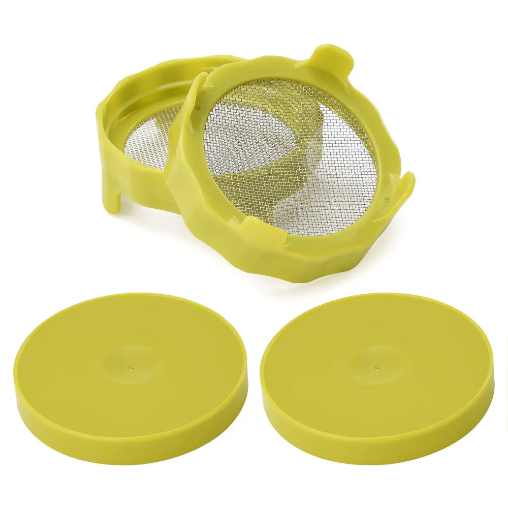 

Plastic Sprouting Lid with Stainless Steel Screen Mesh Cover Cap for 86mm Wide Mouth Mason Sprout Jars Germination Strainer