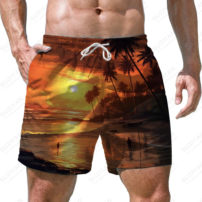 

Summer new men's shorts seaside landscape 3D printed men's shorts vacation style men's shorts fashion trendy casual men's shorts