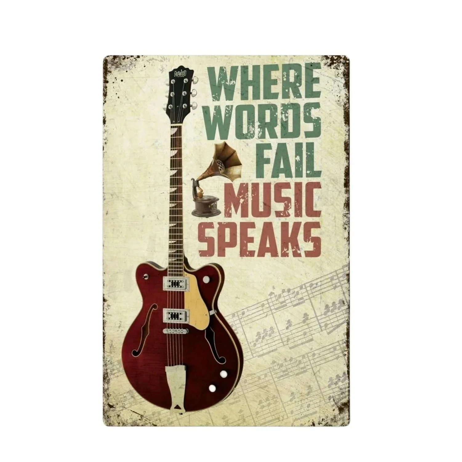 Rock-N-Roll Металлическая Табличка Винтажное Художественное Украшение Стены