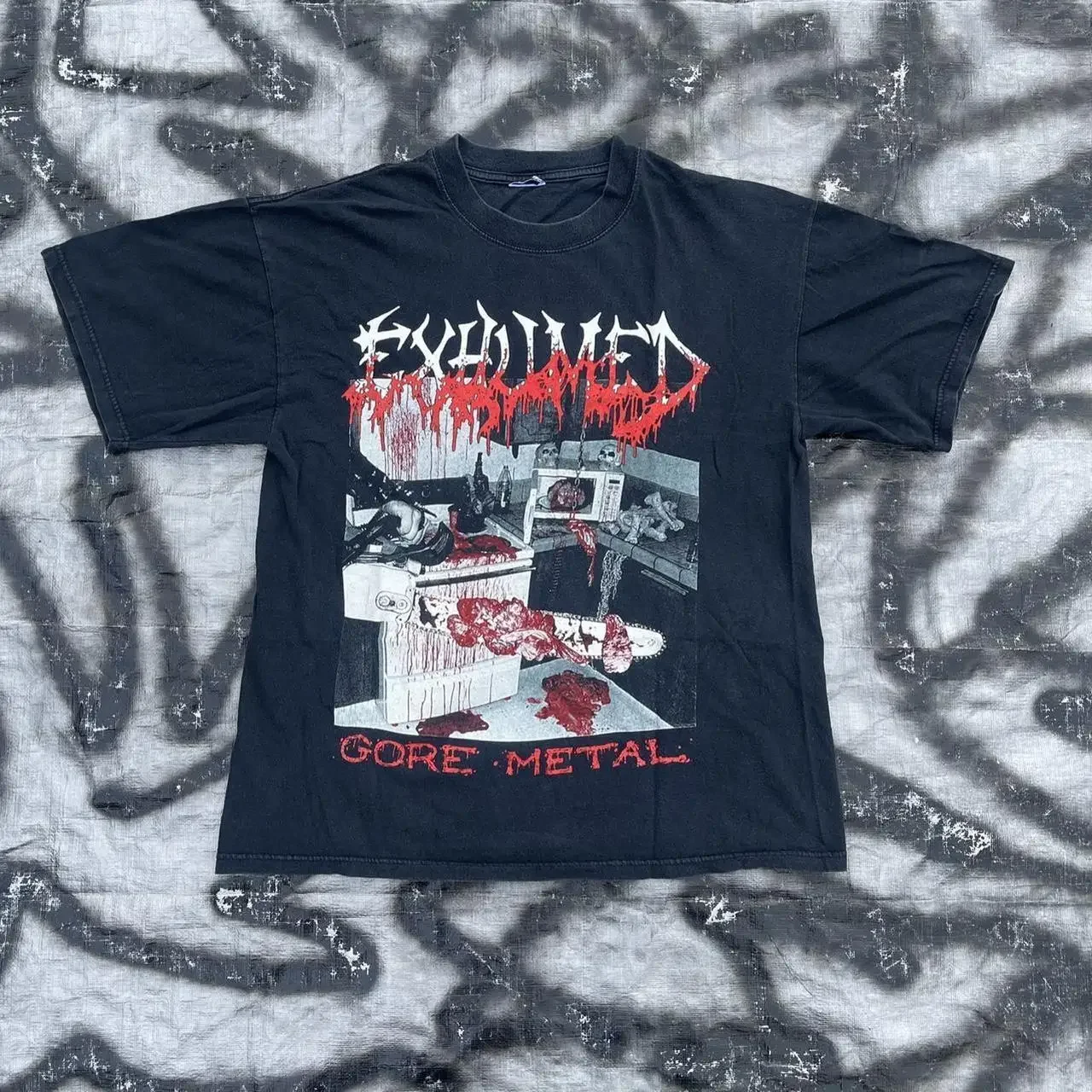 Мужская/женская черная рубашка Exhumed KTV8091 с коротким рукавом и графическим принтом