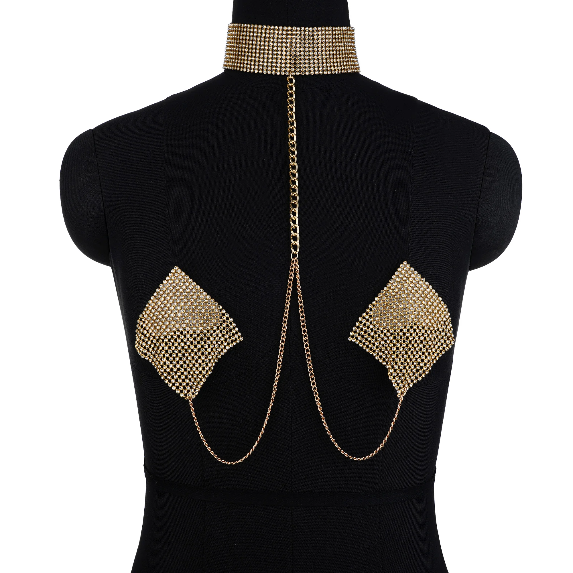 Женская пикантная цепочка для тела ювелирные изделия золотого цвета стразы