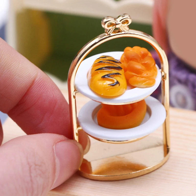 1:12 кукольный домик миниатюрная металлическая подставка для десерта с тарелками