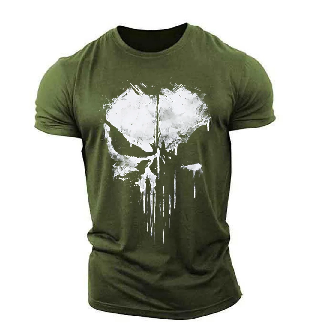 

Punisher Skull Print T-Shirt Short Sleeve Outdoor Sportswear Stretch Thin Section Breathable Lightweight Bodybuilding Shirt