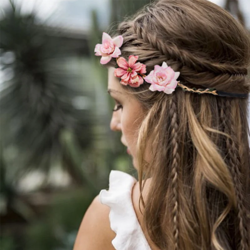 

New 1PC Flower Crown Headband For Girls Women Artificial Flower Garland Hair Accessories Party Stylish Headwear