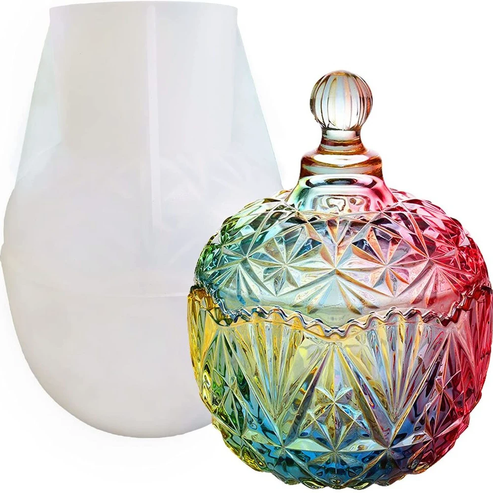 

3D Snowflake Storage Box Silicone Resin Mold DIY Trinket Container with Lids Epoxy Casting Molds Handmade Home Decor Crafts