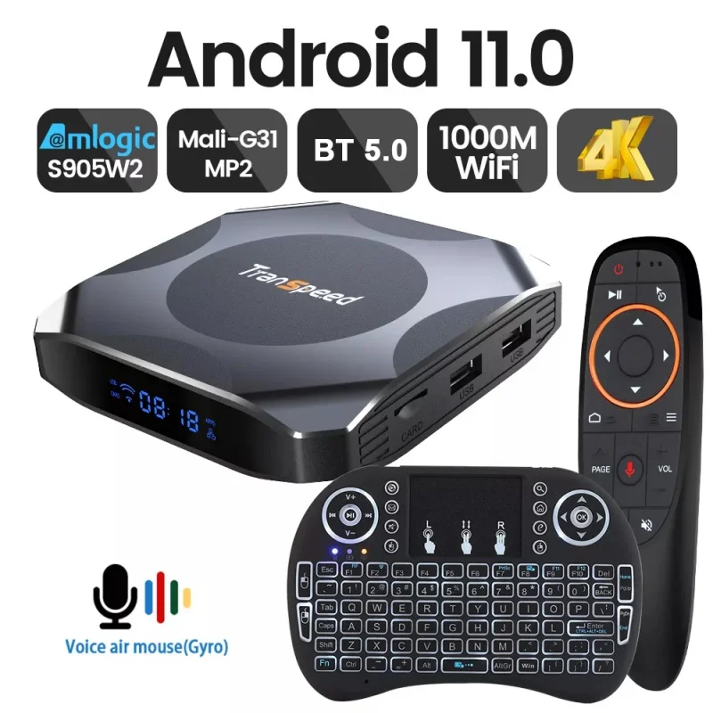 

ТВ-приставка Transpeed, Android 11, BT5.0, 3D, Быстрая Двойная 1000M WiFi 4K 4 ГБ 64 ГБ 32 ГБ, медиаплеер Amlogic S905 W2 Mali G31 AV1, телеприставка