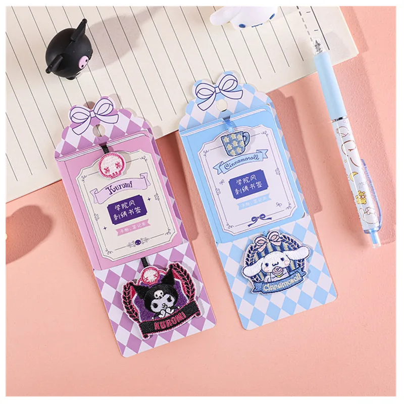 

Kawaii Sanrio Hello Kitty Bookmark Stationery Creative Cartoon Kuromi My Melody Embroidery Book Marker Decoration Girl Gift Toy
