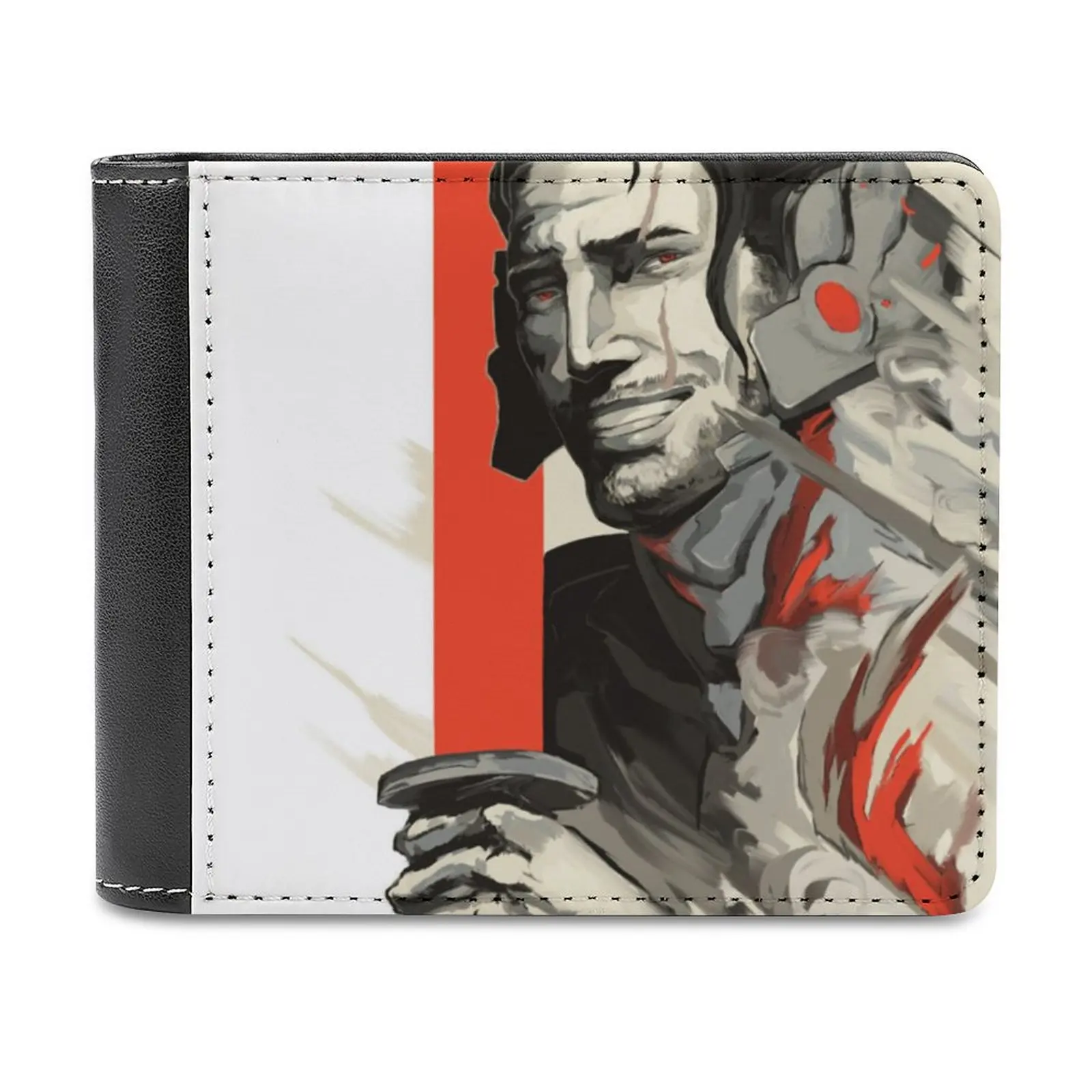 

Jetstream Sam Men's Wallet Leather Purse Holder Credit Card Short Wallet Sam Red Black White Black And White Mgr Metal Gear
