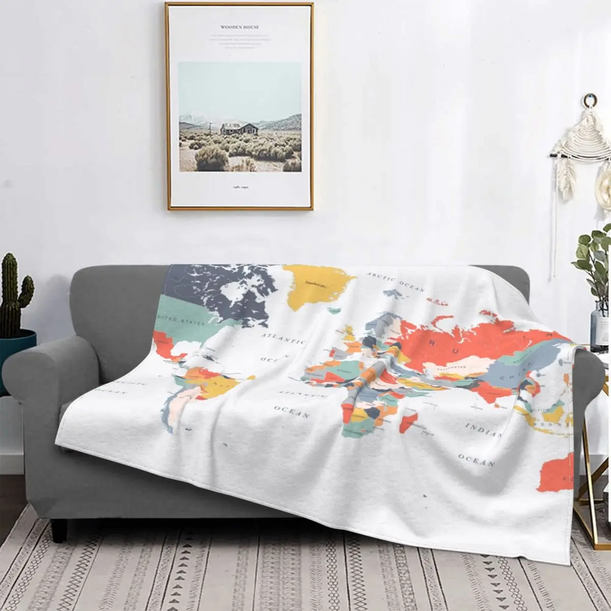 

World Map Blanket Bedspread Plush Ultra Soft Cover Flannel Quilt Bedding Bed Office Velvet Decor