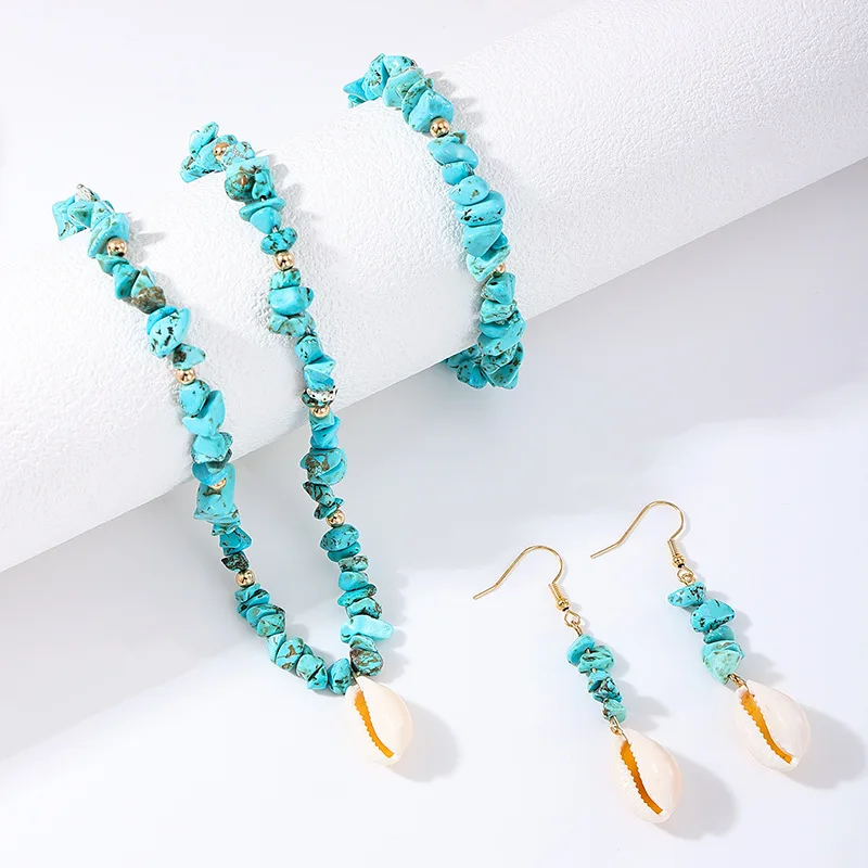 3 шт. богемные ювелирные изделия Аксессуары женские бирюзовые серьги браслет