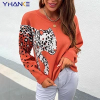 sweater women clothing autumn and winter new big leopard head animal print round neck casual pullover sweater ladies top %d1%81%d0%b2%d0%b8%d1%82%d0%b5%d1%80