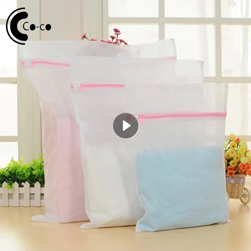 

3 Size Laundry Wash Bags Zippered Mesh Foldable Delicates Lingerie Bra Socks Underwear Washing Machine Clothes Protection Net