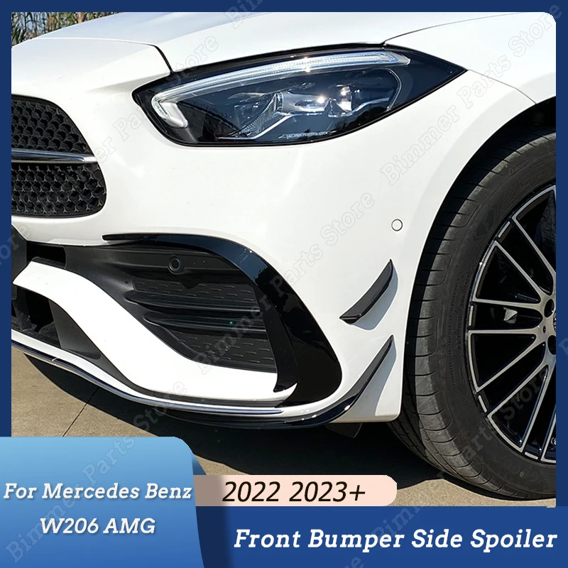 

Gloss Black Car Front Bumpers Lip Air Vent Spoiler Canards Splitter for Mercedes Benz C Class W206 C200 C260 AMG 2022 2023+