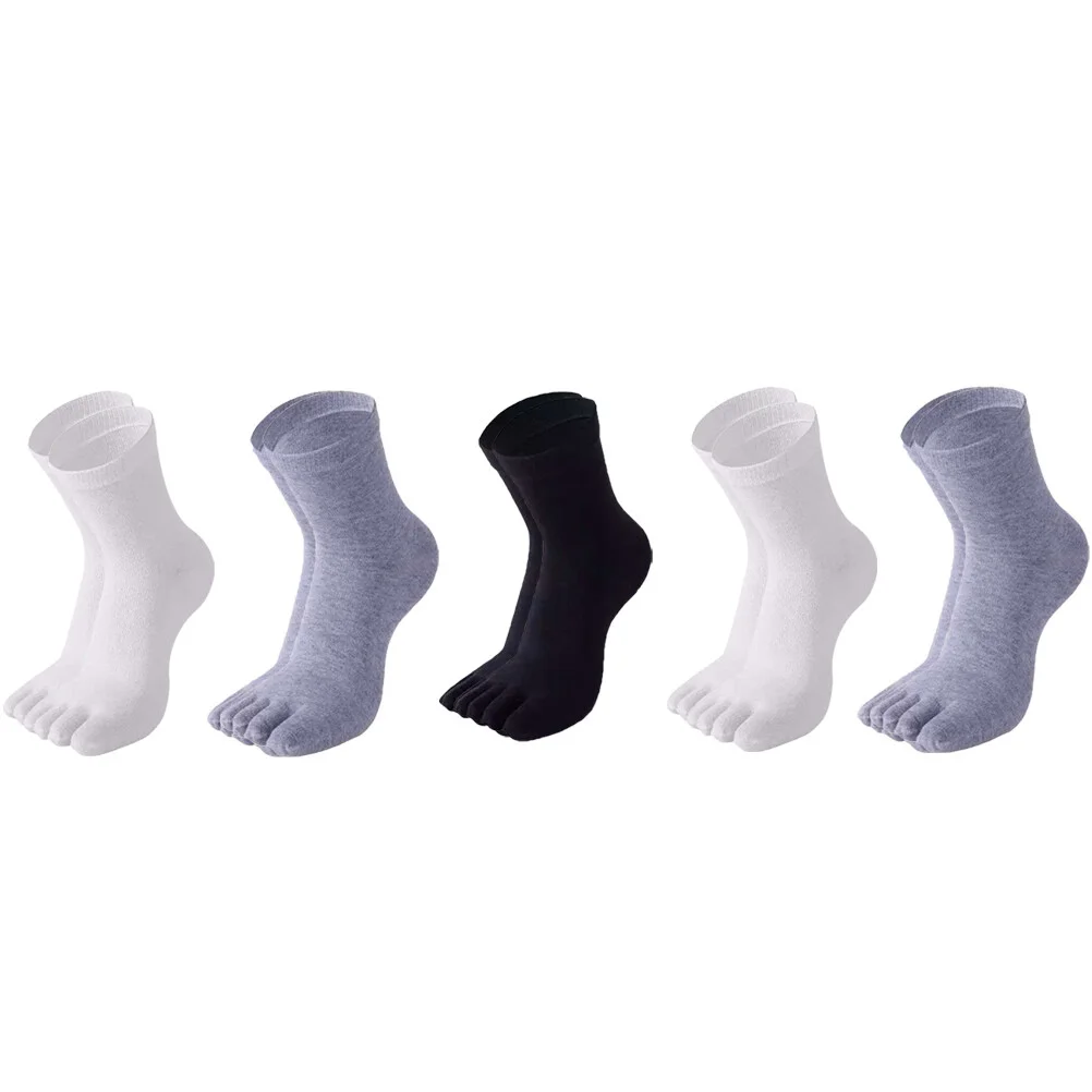 5 Pairs Men's Socks Five-Finger Toe Absorbent Sweat Male Sports Running Simple Calf Stocking