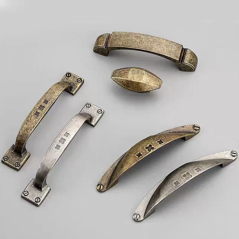 96 мм ручки для винтажной мебели Rustic античная латунная ручка выдвижного ящика