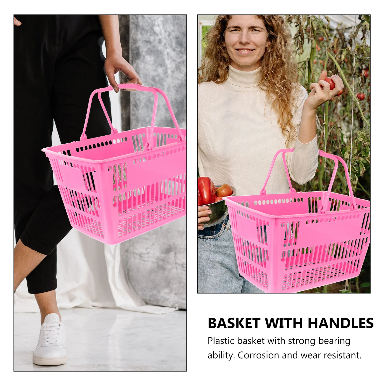 

Mall Shopping Basket Merchandise Storage Basket Plastic Basket with Handles
