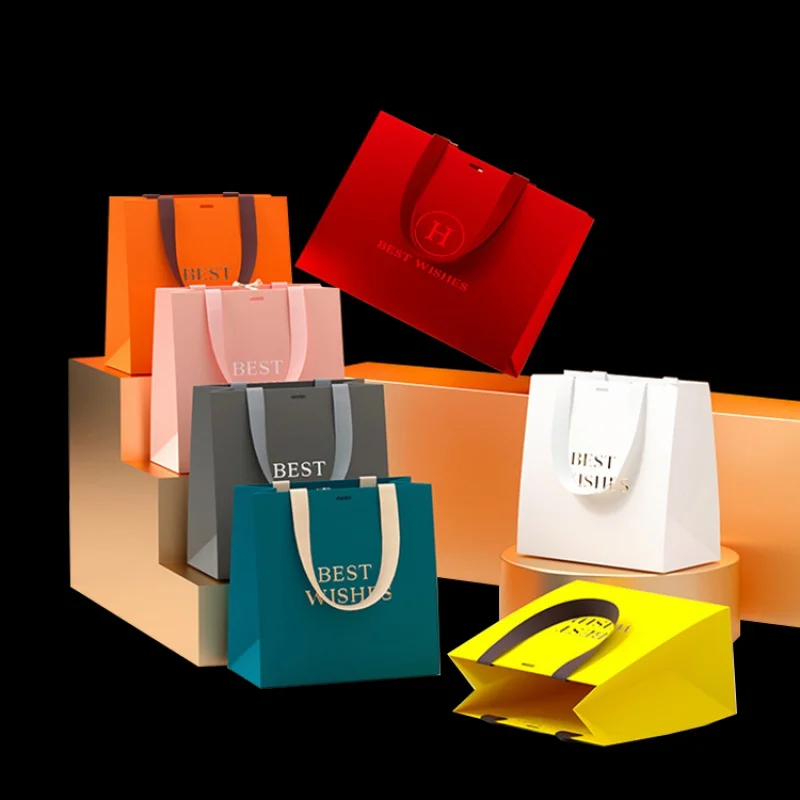 

Custom Printed Luxury Paper Gift Bag Premium Shopping Tote Packaging Gift Paper Bag With Logo Handle