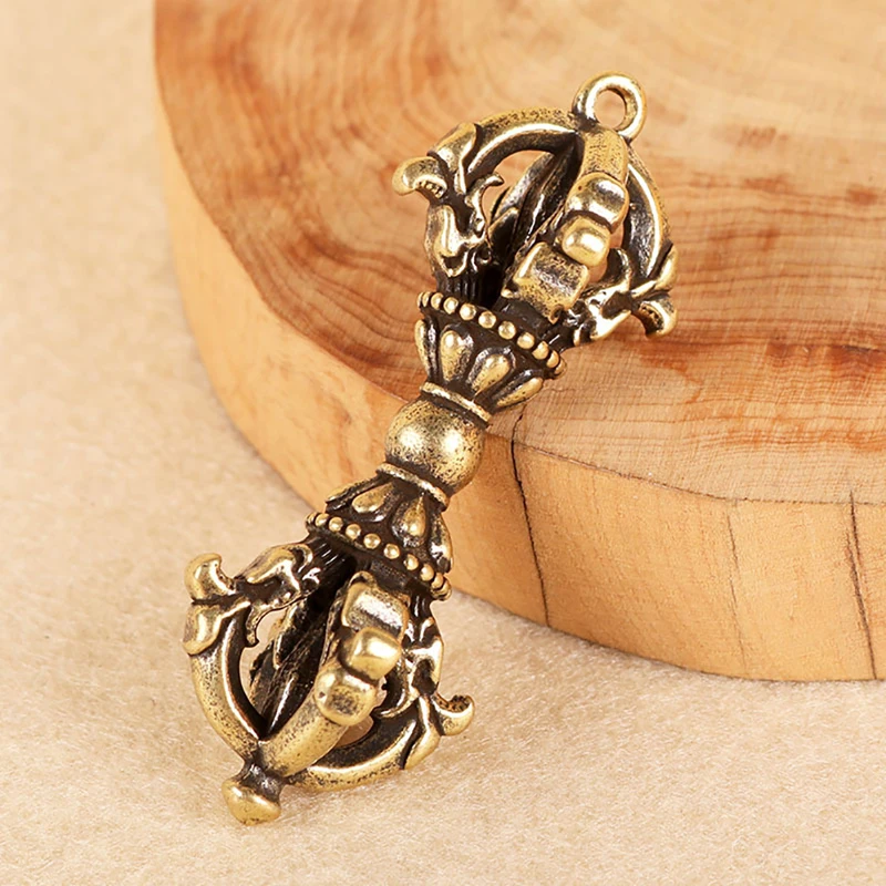 

1pc Chinese Tibetan Handcraft Buddhist Copper Five Shares Dorje Vajra Pestle Crafts Mini Key Ornaments