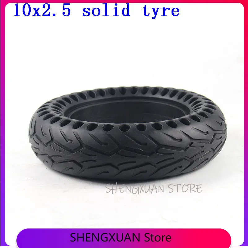 

10x2,5 однотонные шины для электрического скутера 10x2/2,125/2,25/2,50 универсальные износостойкие ненадувные сотовые твердые шины