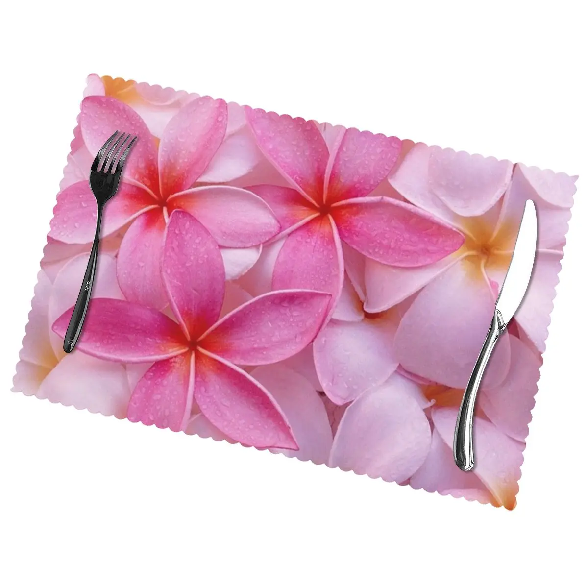 

Tropical Plumeria Flowers Non-Slip Insulation Place Mats for Kitchen Dining Table Washable Placemats Coaster Cup Mat Set of 6