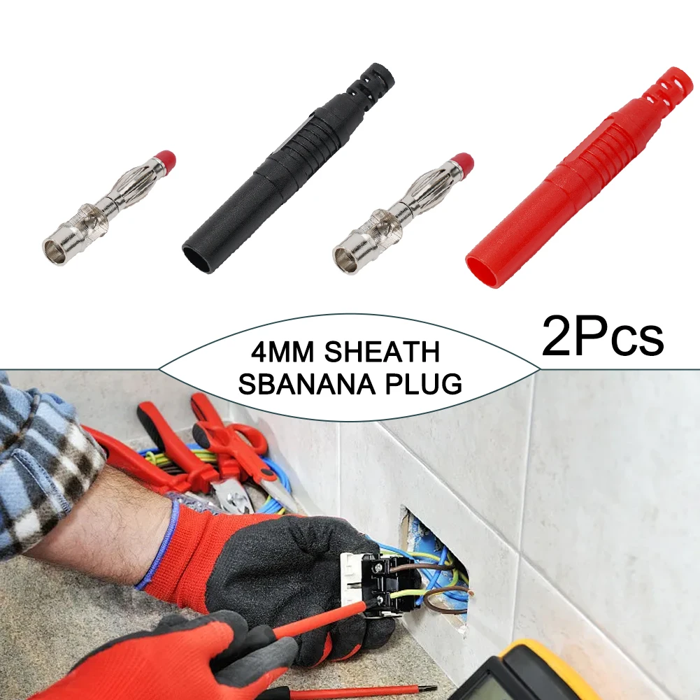 2 шт. Изолированная безопасная штепсельная вилка типа банан 4 мм соединители