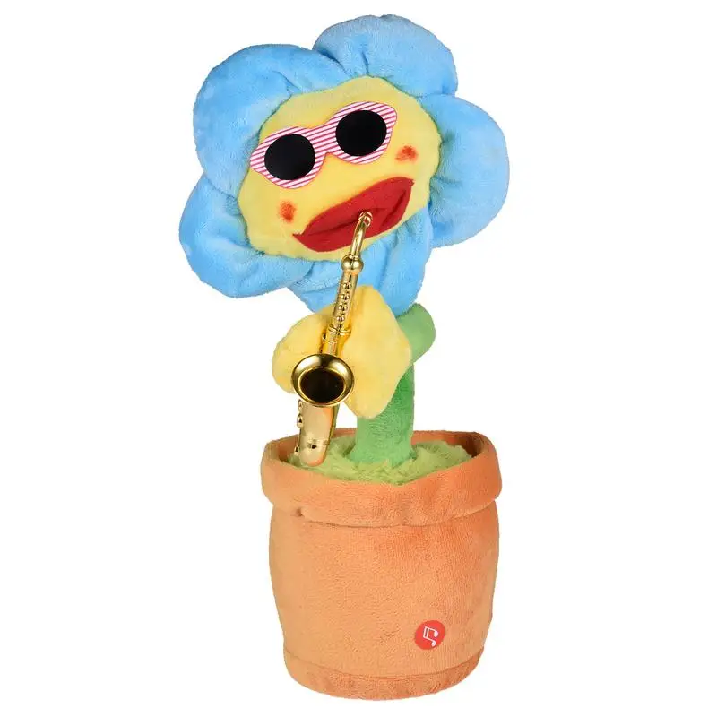 

Sing And Dance Sunflower Toy 80 Music With Lights Doll Ornaments Flowers Playing Saxophone Funny Gifts Plush Music Toys For Kids