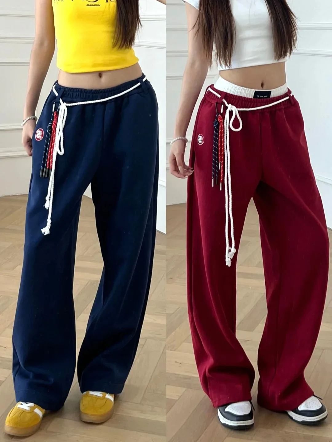 Свободный крой мужские красные ленивые широкие брюки для уличных танцев