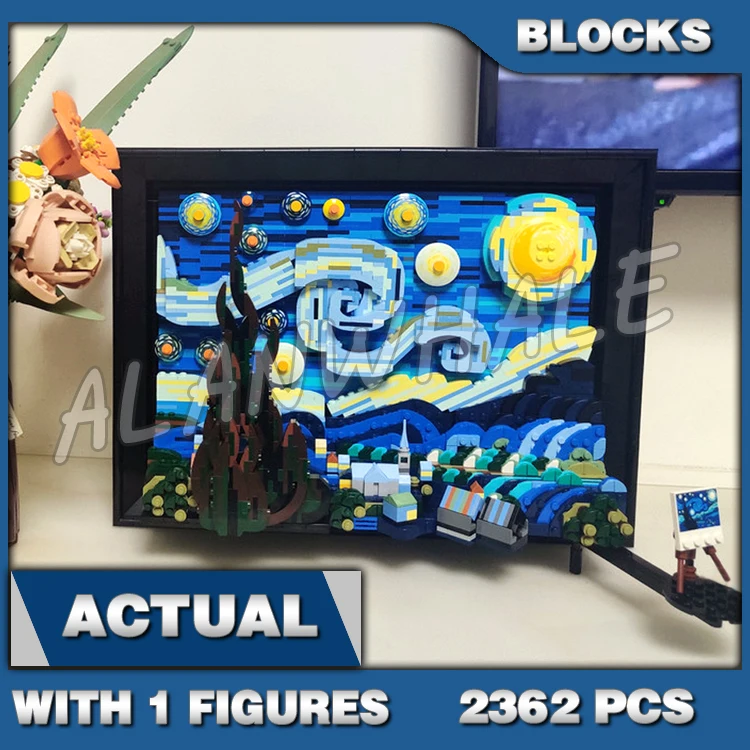 

2362pcs Ideas Vincent Van Gogh Starry Night Pixel Painting World Masterpiece 92803 Building Blocks Sets Compatible With Model