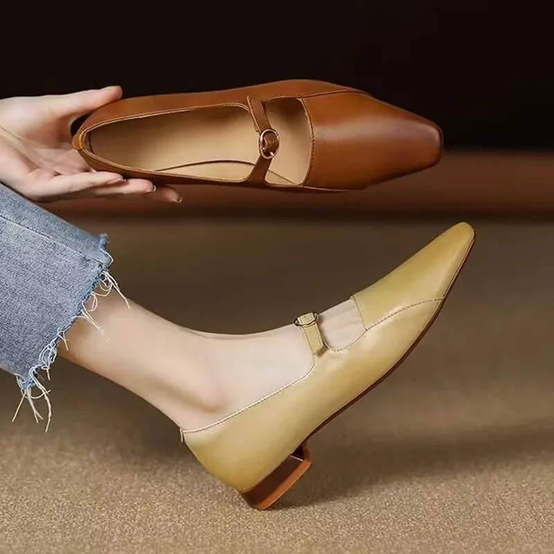 Женские дизайнерские туфли-оксфорды с ремешком Туфли Мэри Джейн острым носком