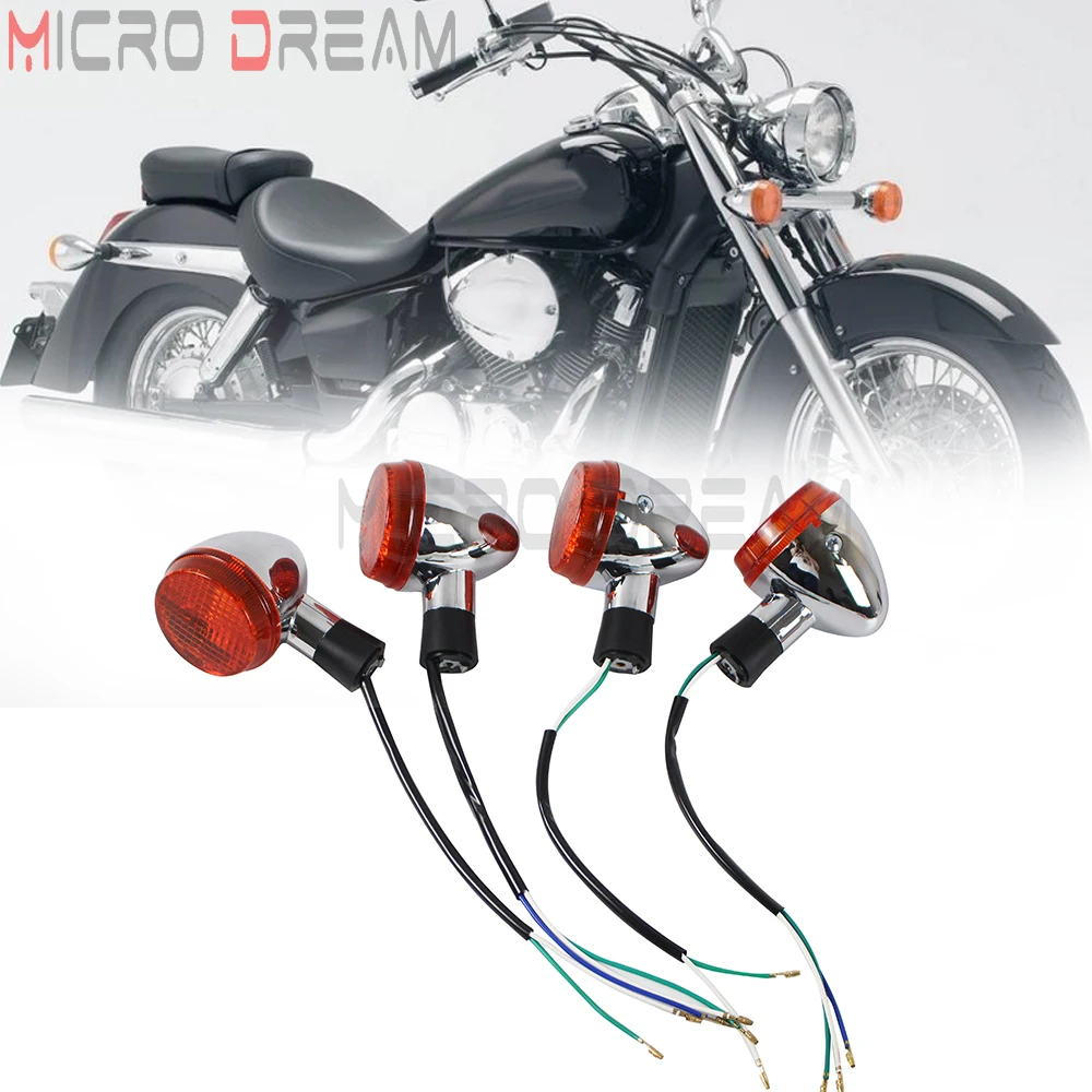 

Motorcycle Front Rear Chrome Turn Signal Light Lamp For HONDA Shadow VT 400 VT 750 VT750 2004-2007 Blinker Lamp Indicator Lights