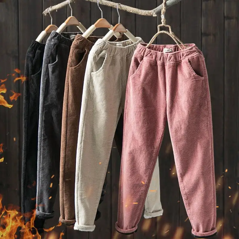 

Women's Pants Autumn Winter Loose Corduroy Harem Pants High Waisted Velvet Trousers Female Warm Pants for Women