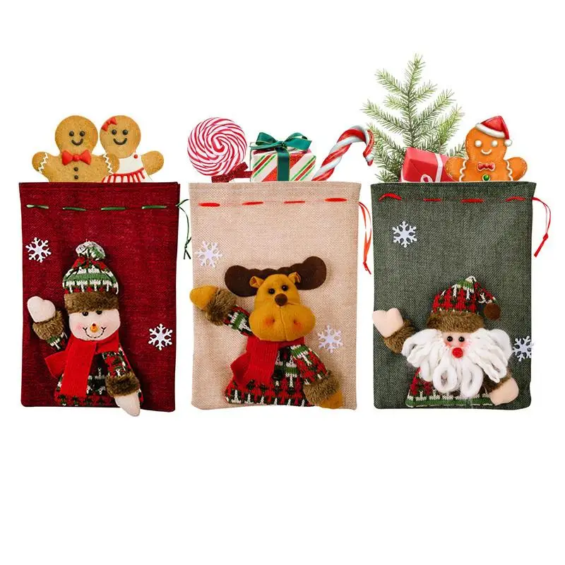 

Natural Jute Bags Christmas Drawstring Gift Bag Pouches Nice Bracelet Candy Jewelry Packaging Bags Party Favor Birthday