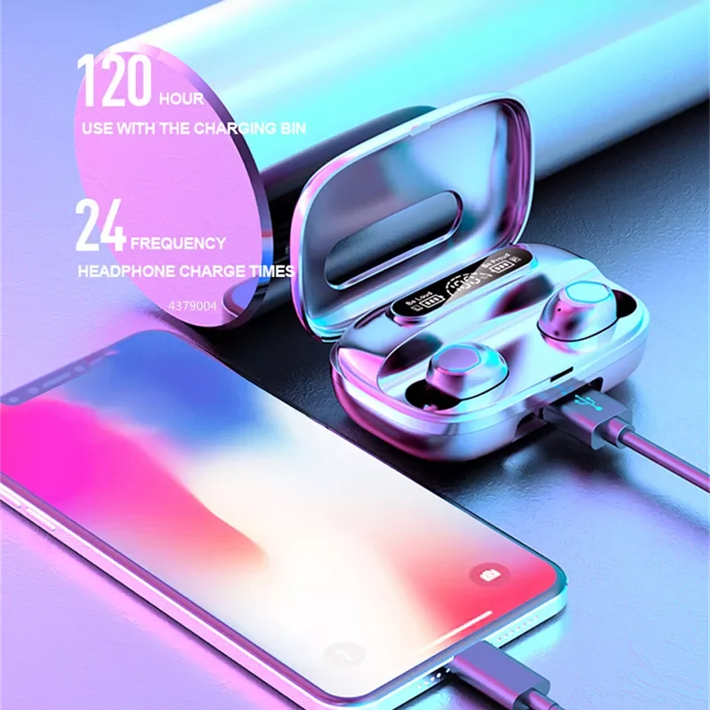 

Bluetooth 5.2 Earphone Wireless Headphones In-Ear Earbuds Waterproof Stereo Sports Mini Headset HD Mic With Charging Box
