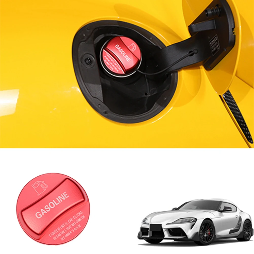 

Car Aluminum Alloy Gas Petrol Tank Cover Inside Fuel Tank Cap Cover Trim Stickers for Toyota Supra 2019-2022 Red