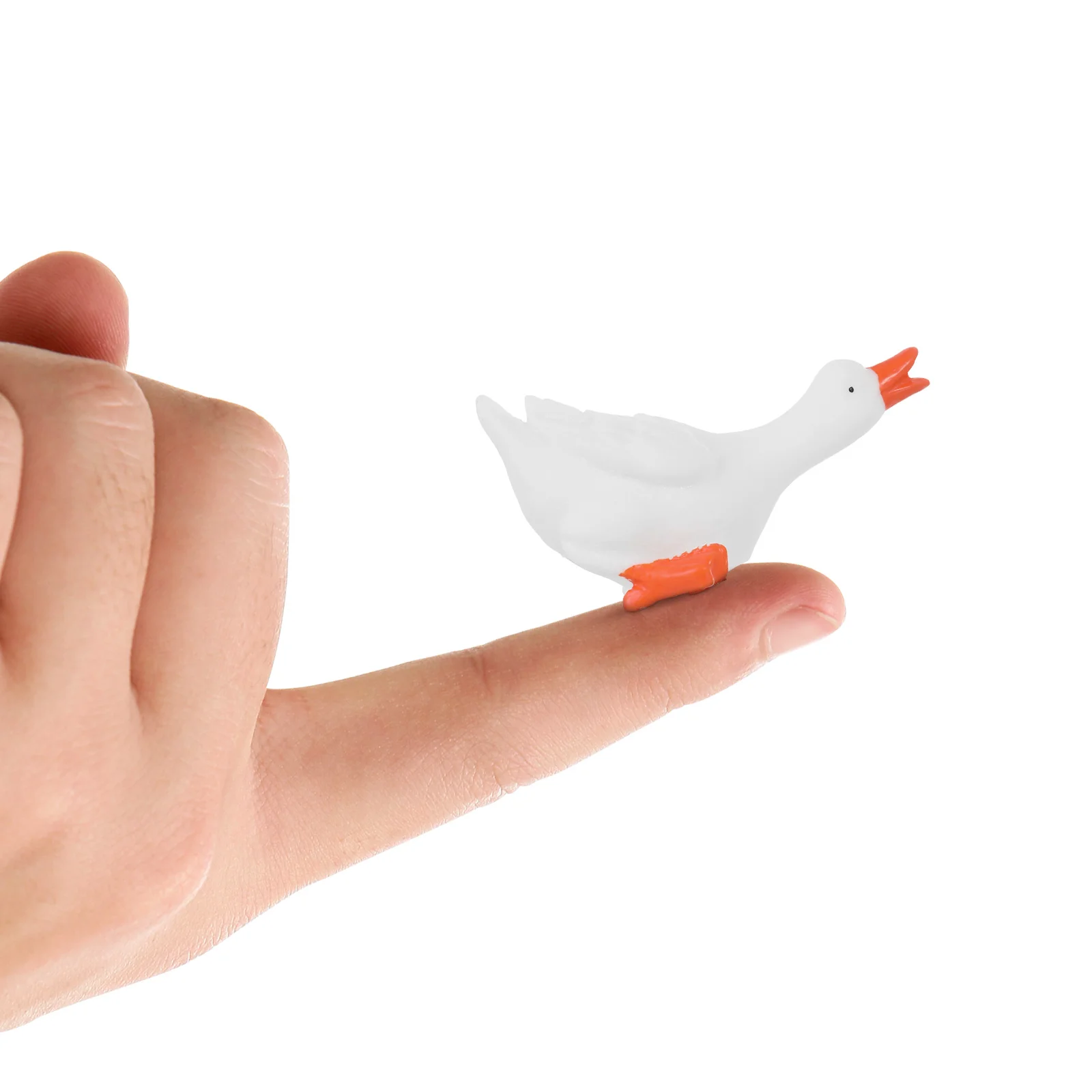 6 Pcs Big White Goose Ornament Seagull Toy Figure Micro Landscape Shaped Decor Accessories Man