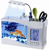 Popular USB Desktop Mini Aquarium Fish Tank Glass LCD Timer Clock LED Lamp With Best Price For Sale