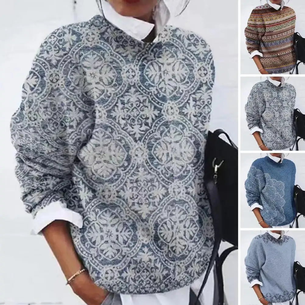 

Свитшот женский с круглым вырезом, Свободный пуловер с длинным рукавом и винтажным принтом, Мягкая Повседневная дышащая блузка с цветным принтом, весна-осень