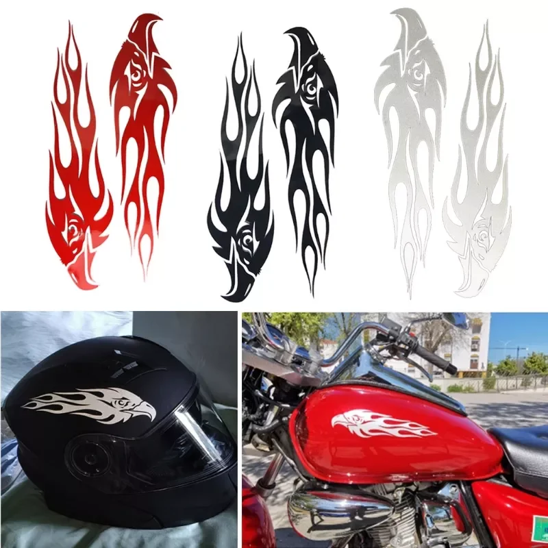 

2 Pcs Creative Car Body Reflective Stickers DIY Easy Peel and Stick Eagle Fire Universal Fit Motorcycle DIY