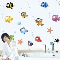 underwater world bathroom wall stickers for childrens room background home decoration removable waterproof wall posters