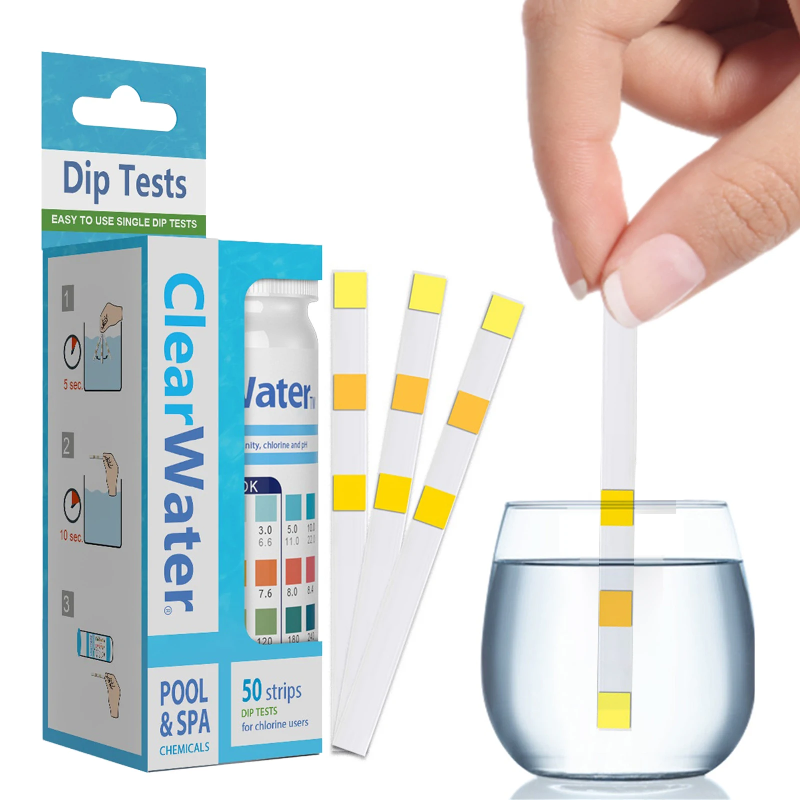 

50pcs Multipurpose 3 In 1 Chlorine PH Test Strips SPA Swimming Pool Water Tester Paper Hardness Tool For Pool Aquarium Water